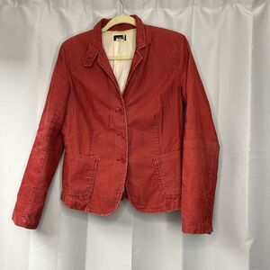 VTG J Crew Corduroy Blazer Jacket Women MED Red Academia Y2K Work